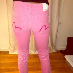 Women’s Evisu pink jeans. Never worn. Size 27